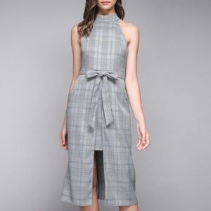 Pinstripe Plaid Sleeveless Dress